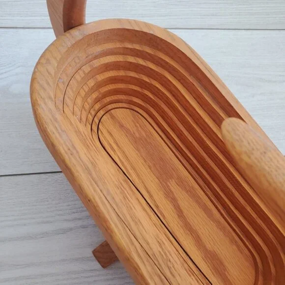 Vintage Canada Alberta Oak Folding Duck Basket Rustic Farmhouse Kitchen Decor - Picture 9 of 10